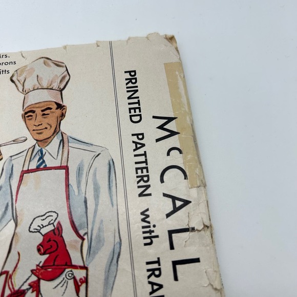 Mccall Vintage 1940's Pattern #1515 Mr.& Mrs. BBQ Aprons Hat Mitts HTF RARE - Picture 3 of 10